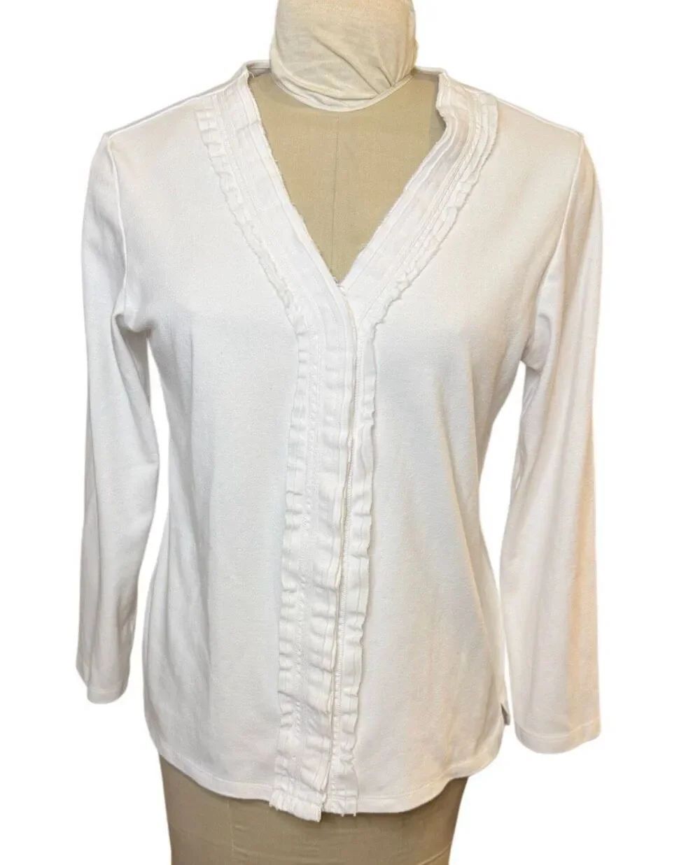 Coldwater Creek Snap Front Ruffle Edge Top/Cardigan Large Weekend Date Night